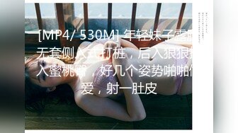 [MP4/ 530M] 年轻妹子露脸无套侧入式打桩，后入狠狠插入蜜桃臀，好几个姿势啪啪做爱，射一肚皮